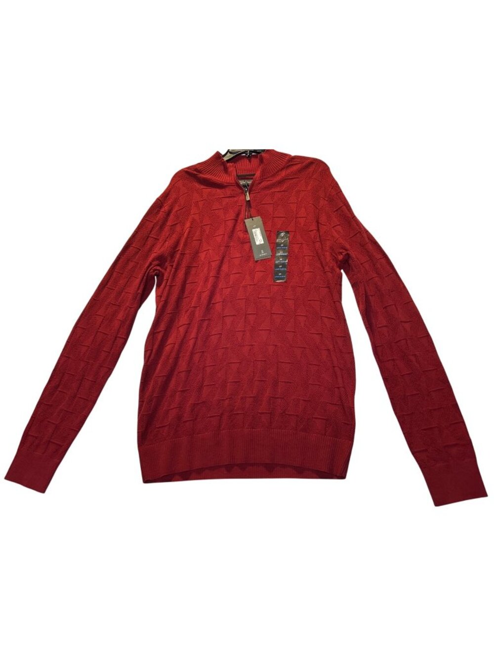 Shaquille ONeal LT Long Sleeve Red Quarter-Zip Sweater 87% Cotton 13% Nylon